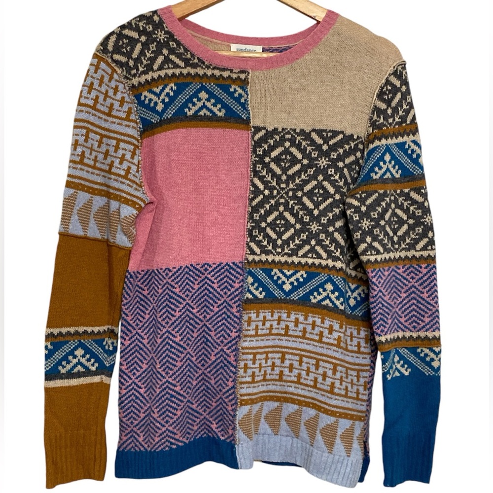 Sundance Fields Of Fair Patchwork Alpaca Wool Ble… - image 1